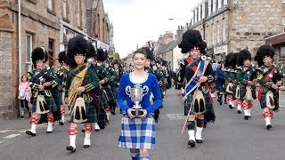 Drum Majors flourish during Huntly Pipe Bands 70th anniversary parade  Scotland Sept 2018 [upl. by Beuthel]