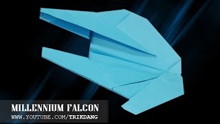 STAR WARS PAPER AIRPLANE  How to make a Simple paper airplane model  Millennium Falcon [upl. by Emiaj]