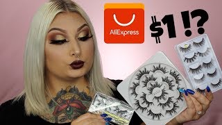 CHEAP ALIEXPRESS LASHES TRY ON HAUL [upl. by Landes]