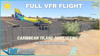 SVG Air BN2 Islander FULL VFR FLight in the Caribbean IslandsMustique TVSM ✈ Grenada TGPY [upl. by Laforge]