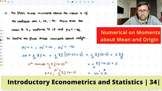 Introductory Econometrics and Statistics  Numerical on Moments about mean and origin  34 [upl. by Lenci]