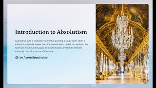 Absolutism Lecture [upl. by Tnerb]