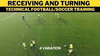 Receiving And Turning FootballSoccer Drill  Technical Training  U11 U12 U13 [upl. by Aved505]