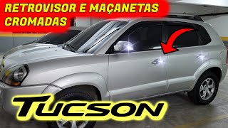 APLIQUE CROMADO PARA RETROVISOR E MAÇANETAS PARA TUCSON comprei no mercado livre [upl. by Ayekal462]