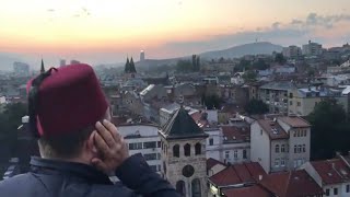 Adhan call to prayer being recited from the top of the minaret in Sarajevo [upl. by Daza169]