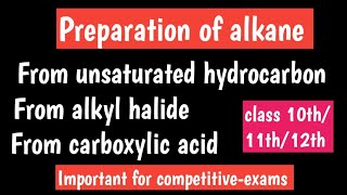 preparation of alkane  Alkane preparation from alkyl halideCOOH alkene alkynes [upl. by Cadal474]