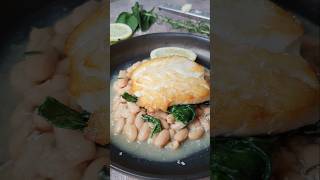 Easy PanFried Halibut and White Beans dinner recipe fish [upl. by Cinomod]