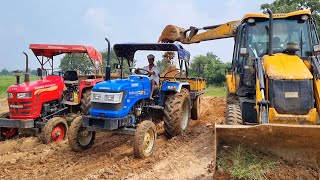 Jcb 3dx Eco Excellence Backhoe Loader Machine Loading Mud In Mahindra and Sonalika Tractor  JCB [upl. by Vyner588]