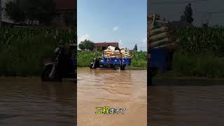 A threeton truck pulls five tons of cargo to challenge a large puddle It has enough power [upl. by Hardner]