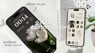 iOS 17 AESTHETIC CUSTOMIZATION 🌱☁️  custom iphone theme widgets icons tutorial [upl. by Nolitta638]