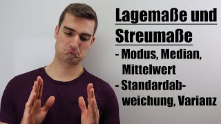 Lagemaße Modus Median Mittelwert und Streumaße Varianz Standardabweichung  Fit im MatheAbi [upl. by Holub]