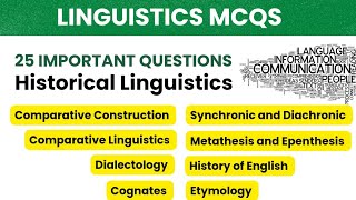 Linguistics MCQS  History of English  Diachronic and Synchronic  Historical linguistics Cognates [upl. by Arv]