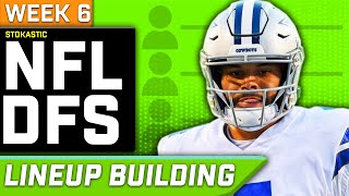 Week 6 NFL DFS Single Lineup Sim Building  NFL DFS Strategy [upl. by Ilegna525]