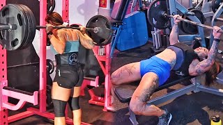 IFBB Pros Bench Presses Her Way to a 225lb PR  Watch It to Believe It [upl. by Cleodal598]