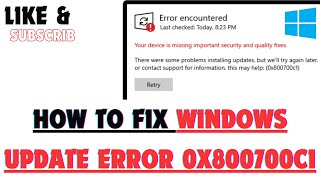 How to fix Windows update error 0x800700c1 [upl. by Novek]