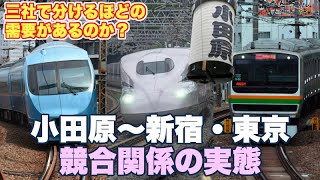 小田急、JR東日本、JR東海・小田原〜新宿・東京の競合の現実【三者三様、各社の歴史的背景、施策が垣間見える】 [upl. by Spanjian]