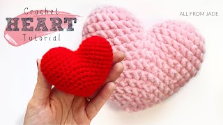 EASY CROCHET HEART  Full tutorial NO SEWING REQUIRED  Valentines Day Project  RightHanded [upl. by Alomeda]