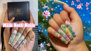 MILK BATH POLYGEL NAILS USING MODELONES POLYGEL KIT  Nail Tutorial For Beginners [upl. by Ahsaenat717]