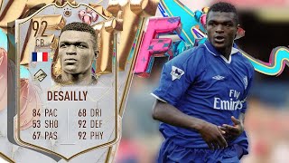 92 FUT BIRTHDAY ICON DESAILLY PLAYER REVIEW FIFA 23 [upl. by Ardnos]