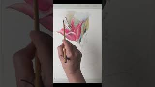 WATERCOLOR Painting TUTORIAL  How to Paint FLOWERS LILY art watercolor watercolorpainting [upl. by Brookes401]