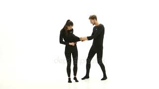 depositphotos 168553410 stock video girl and boy advertise clothes [upl. by Aizirk]