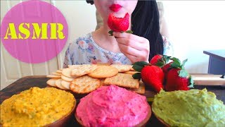 ASMR EATING CRUNCHY CRACKERS AND DIP  JUICY STRAWBERRIES  NO TALKING [upl. by Vivianna]