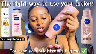 Step by step How to use a body lotion for it to brighten amp glow your skin 💯 Nivea even glow [upl. by Farant193]