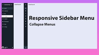 Responsive Sidebar Menu Using HTML CSS and JavaScript [upl. by Halimaj]