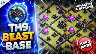 The ULTIMATE TH9 HARD MODE WAR BASE with LINK 2024  Town Hall 9 War Base ANALYSIS  PROOF Replays [upl. by Ainig]