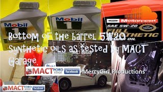 Bottom of the barrel 5W20 Synthetic oils as tested by MACT Garage [upl. by Kerrie]