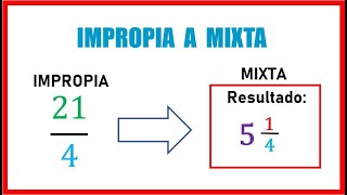 Convertir Fracción IMPROPIA a MIXTA  Fracciones  Mate Canal [upl. by Andrei]