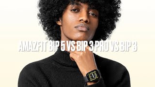 Amazfit Bip 5 vs Bip 3 Pro vs Bip whats the difference [upl. by Llemaj184]