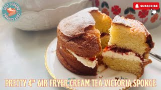 Traditional Mini 4quot Strawberry Jam amp Fresh Cream Victoria Sponge  Ninja Air Fryer  No Talk Video [upl. by Elinad267]