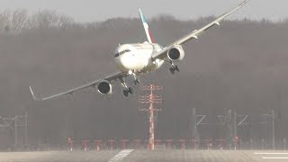 UNBELIEVABLE CROSSWIND LANDINGS during a STORM with 20 ABORTED LANDINGS  GO AROUND [upl. by Napier]