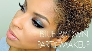 How To  Smokey Eye With Blue Brown Pigment [upl. by Aznarepse]