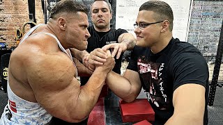 HULK BODYBUILDER VS SCHOOLBOY ARM WRESTLING 2023 [upl. by Aipotu]