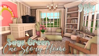 Sage Green One Story Home  Bloxburg Speed Build [upl. by Ahsikrats]