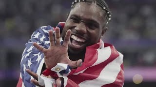 Noah Lyles wins Olympic gold in 100 meters in wild photo finish [upl. by Gratt]