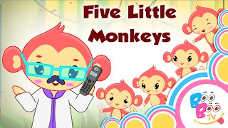 Five Little Monkeys Jumping On The Bed With Lyrics  English Kids Nursery Rhyme  Song For Children [upl. by Attiuqaj]