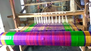 Village Hand Loom Saree Making  How To Make Designer Saree on Loom  Weaving Handloom Saree [upl. by Garson]