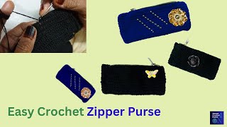 Easy and Beautiful Crochet Zipper PursePouch Design1 Crochet Zipper Purse Tutorial [upl. by Ahsaten310]