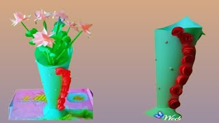 Flower vaseEasy flower potHand made paper flower pot Diyorigami [upl. by Aveer]