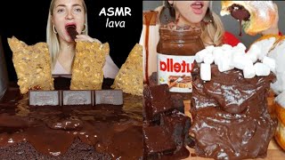 NUTELLA LAVA CAKE NUTELLA BROWNIE MUKBANG [upl. by Dedrick]