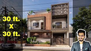 30X30 Feet House Design 3D  100 Gaj  900 sqft  3030 house design  9X9 Meter  DV Studio [upl. by Aloivaf]