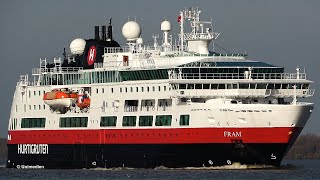 FRAM  surprising arrival of the HURTIGRUTEN ship to Hamburg Germany  4KQualityVideo [upl. by Farrand715]