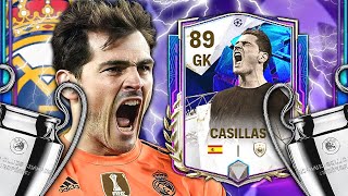 IS HE THE BEST GK UEFA CHAMPIONS LEAGUE ICON PLAYER CASILLAS 89 OVR REVIEW  FC MOBILE 24 [upl. by Llednyl996]