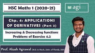 Applications of Derivatives  Part 3  Increasing amp Decreasing functions  Exercise 42  Class 12th [upl. by Einnim]