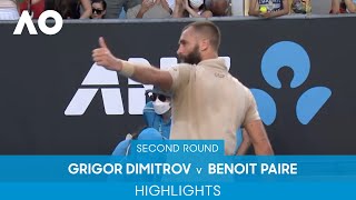 Grigor Dimitrov v Benoit Paire Highlights 2R  Australian Open 2022 [upl. by Bergmans]