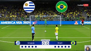 Uruguay vs Brazil  Penalty Shootout  Copa America 2024  Quarter Final  Vinicius vs Nunez  PES [upl. by Etnohs694]