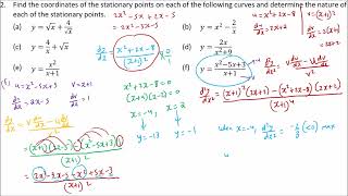 Grade 12 paper 1 Application of Differentiation Stationary Points  Worksheet video 2 [upl. by Aduh]